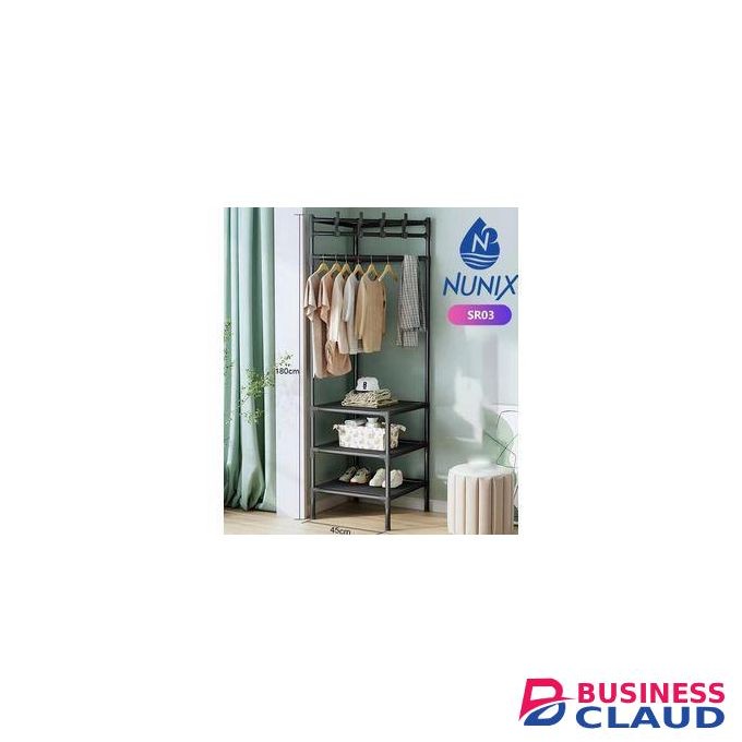 Nunix SR03 Triangular standing corner hanging clothes/coat rack shelf and shoe rack