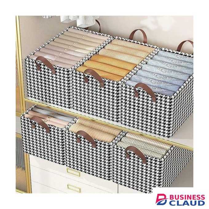 1/2/3/4 Pcs Checked Foldable Clothes Storage Box Clothes Organizer Jeans Pants Sweaters Organizer Drawer Shelf Wardrobe Organizer- White And Black