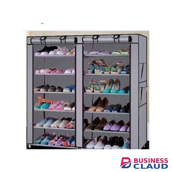 Elegant 2 Column Metallic Shoe Rack - 36 Pairs