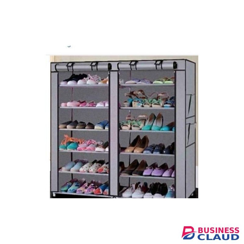 Elegant 2 Column Metallic Shoe Rack - 36 Pairs