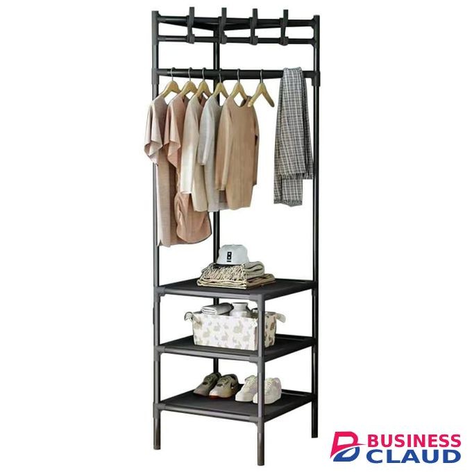 Nunix Triangular standing corner hanging clothes/coat rack shelf and shoe rack, space saving & mettalic