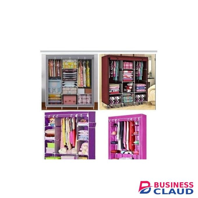 Portable 3 Column Organized Wooden Wardrobe