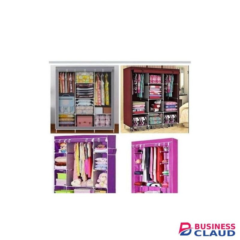 Portable 3 Column Organized Wooden Wardrobe