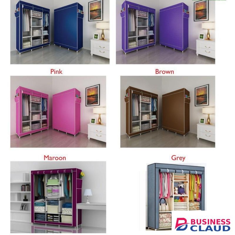 Nunix Three Column Metallic Portable Wardrobe