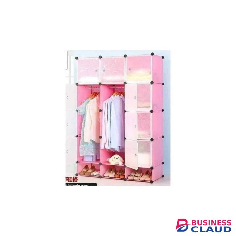 TC Portable 3-Column Plastic Wardrobes Pink