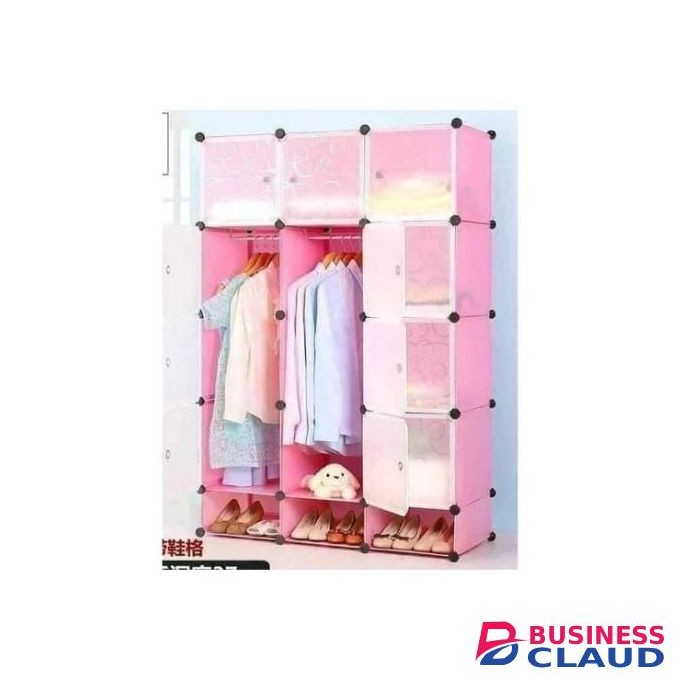TC Portable 3-Column Plastic Wardrobes Pink