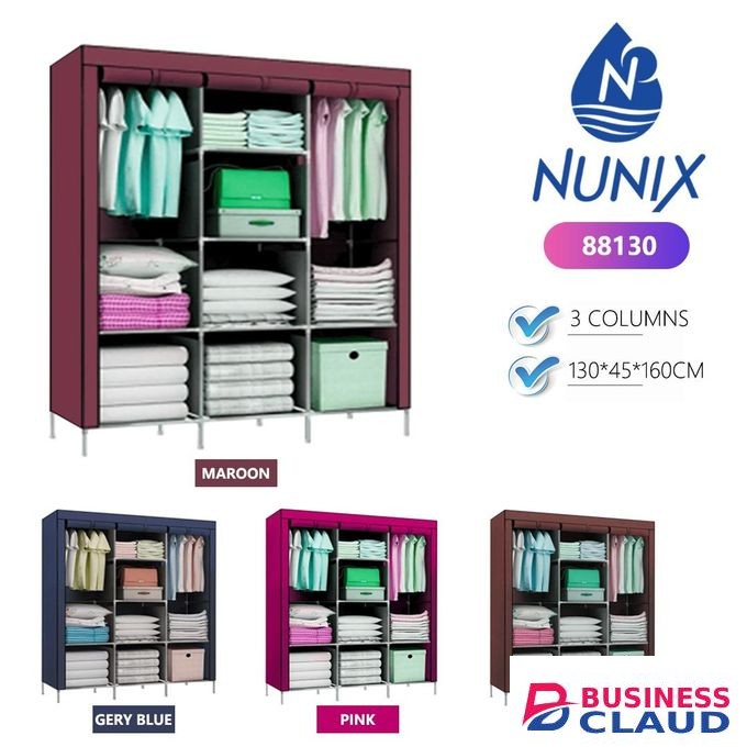 3-column portable metallic wardrobe