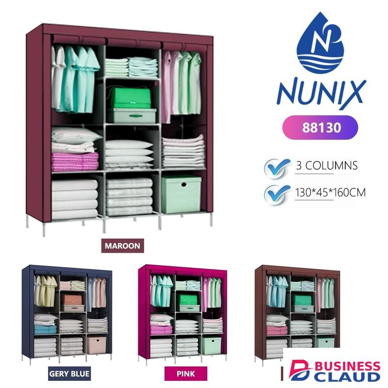 3-column portable metallic wardrobe