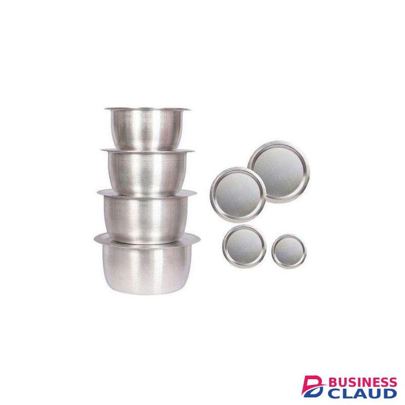 Kalu 4Pcs Set of Quality Stainless Aluminum Sufuria WITH Lids.,(1-4)