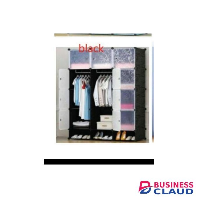 Portable 3 Column Plastic DIY Wardrobe Closet With Hanging Rail And Storage Cubes Modular Clothes Organizer Cabinet For Bedroom Apartment Hostel And Dorm Use