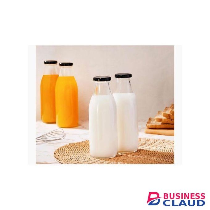 4pc 500ml glass milk bottles, perfect for smoothies and juice with Airtight steel Lids Storage jars