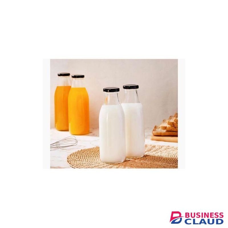 4pc 500ml glass milk bottles, perfect for smoothies and juice with Airtight steel Lids Storage jars