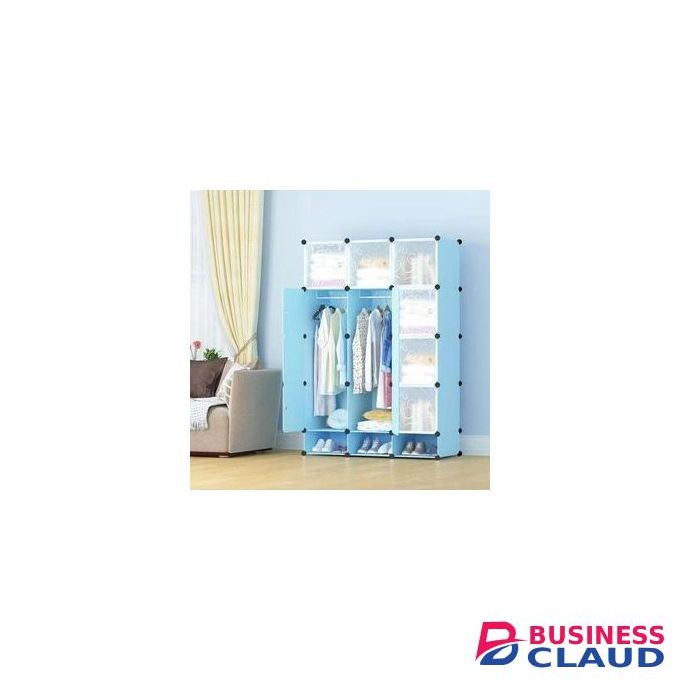 Space Saving Portable Plastic Wardrobe - Sky Blue