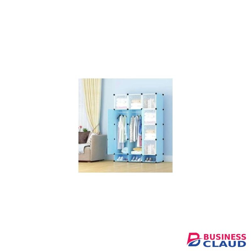 Space Saving Portable Plastic Wardrobe - Sky Blue