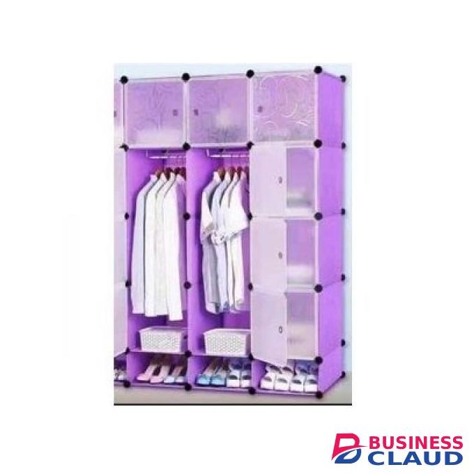 TC Portable 3-Column Plastic Wardrobes Purple