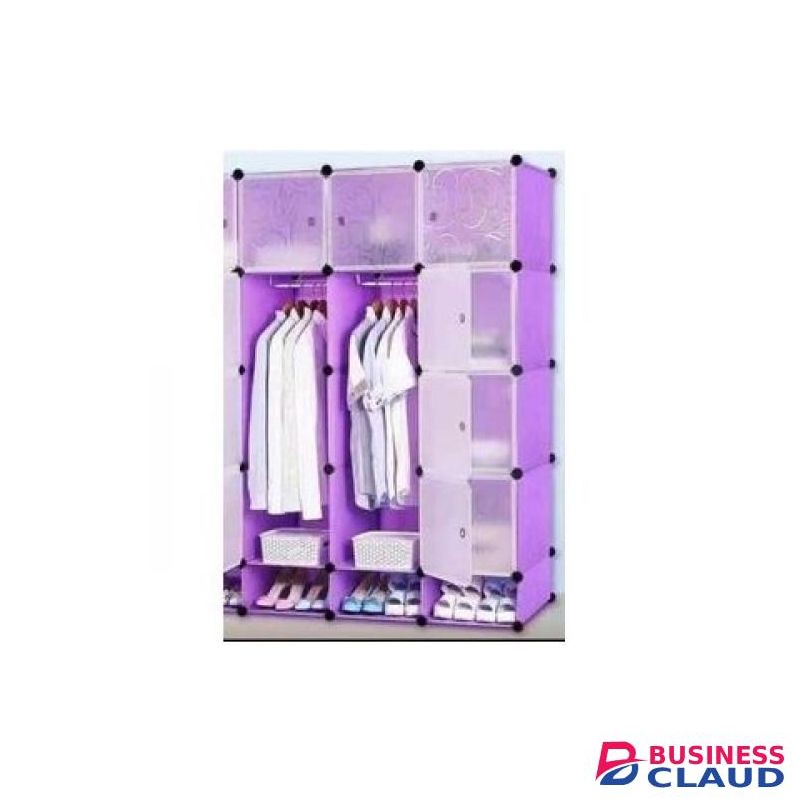 TC Portable 3-Column Plastic Wardrobes Purple