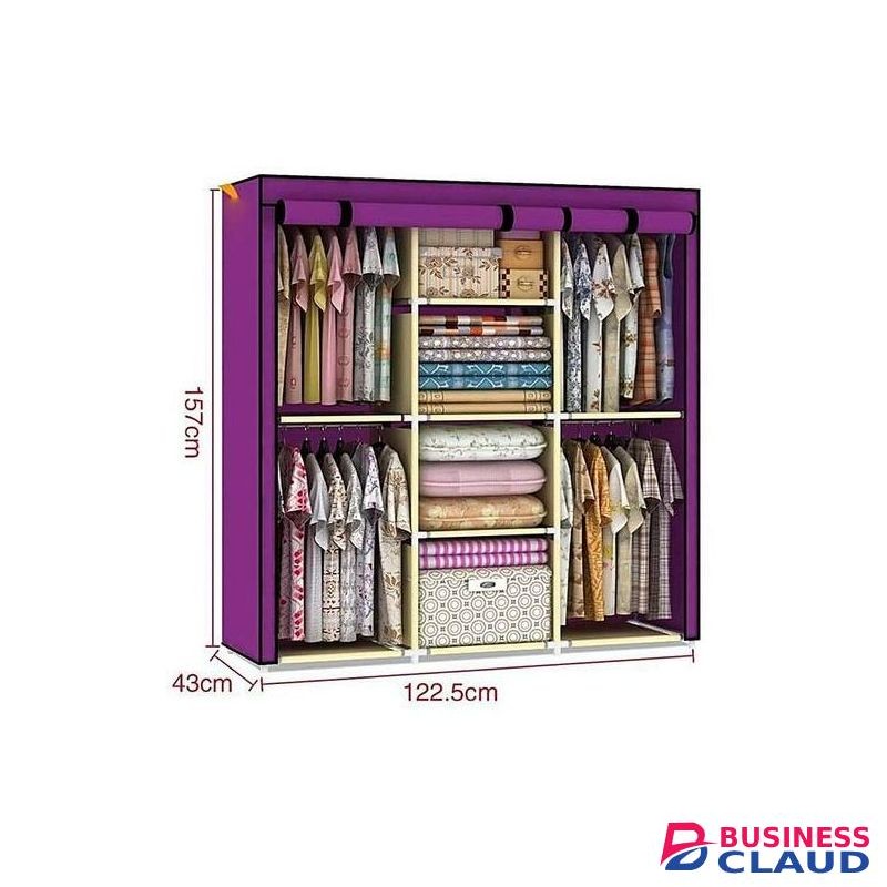 JIBAO Three Columns Portable Wardrobe-purple