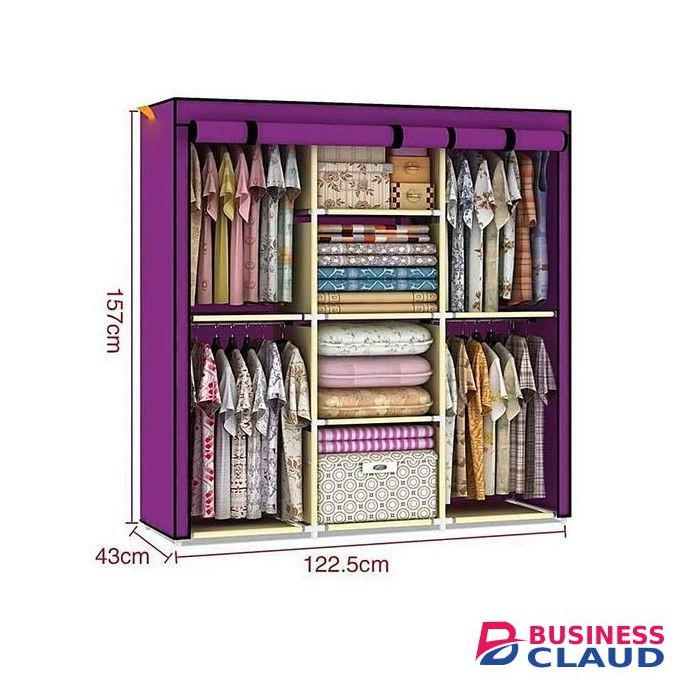 JIBAO Three Columns Portable Wardrobe-purple