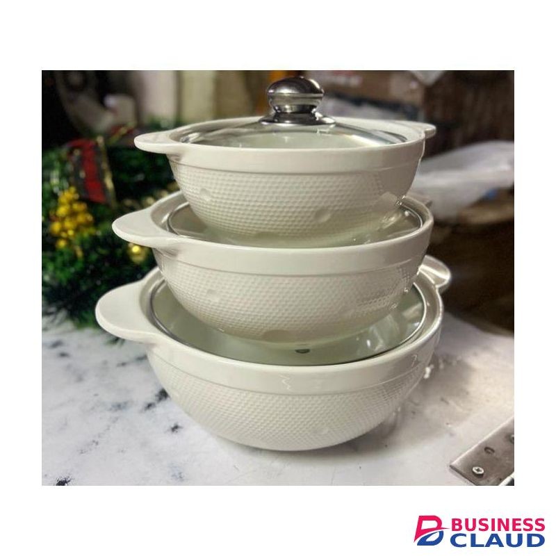 0+1 3pcs Adorable Ceramic Soup Bowl With Lids
