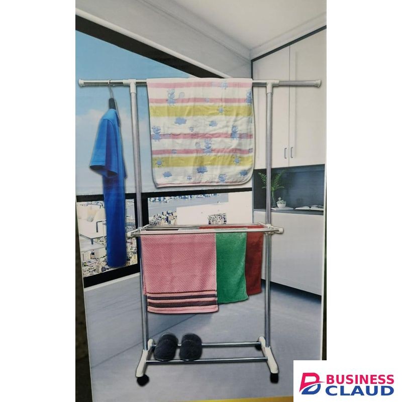 Coat rack/Floor coat rack, stainless steel hanger. Also used as balcony drying rack, home multi-functional clothes rack with wheels