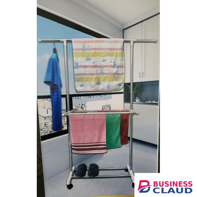 Coat rack/Floor coat rack, stainless steel hanger. Also used as balcony drying rack, home multi-functional clothes rack with wheels