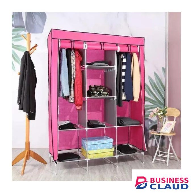 Three Column Metallic Portable wardrobe