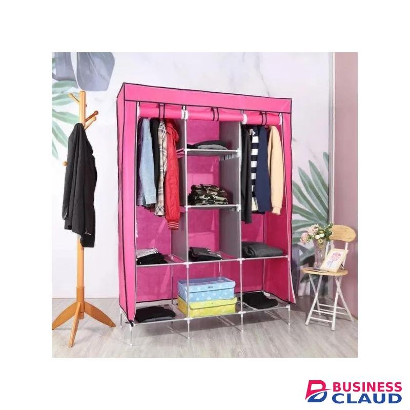 Three Column Metallic Portable wardrobe