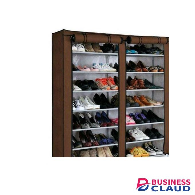 DOUBLE COLUMN PORTABLE SHOE RACK Brown