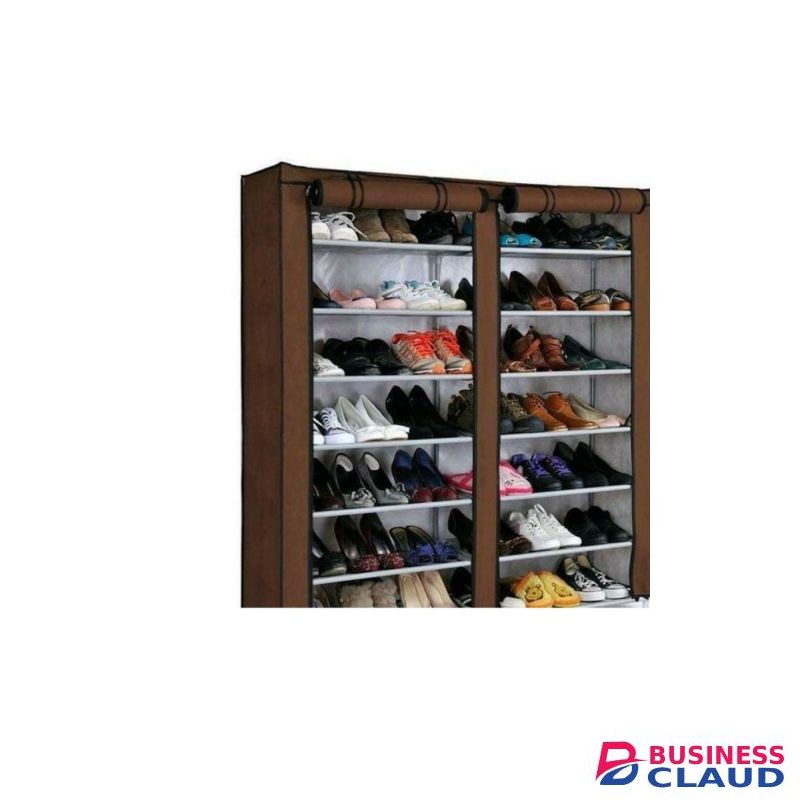 DOUBLE COLUMN PORTABLE SHOE RACK Brown