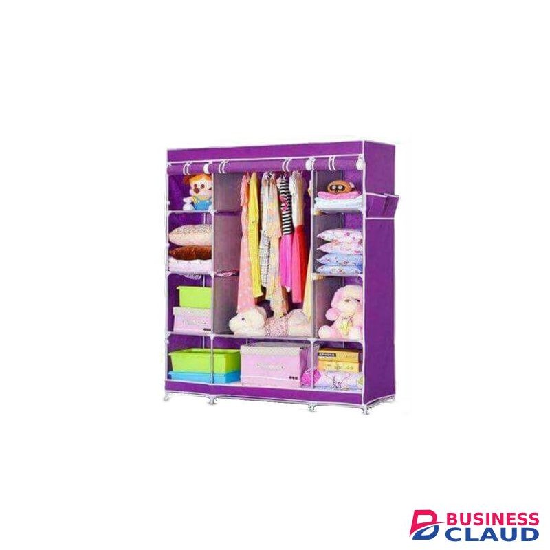 3 Column Portable Wooden Wardrobe