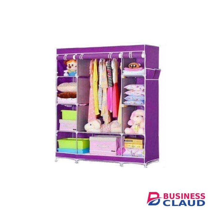 3 Column Portable Wooden Wardrobe