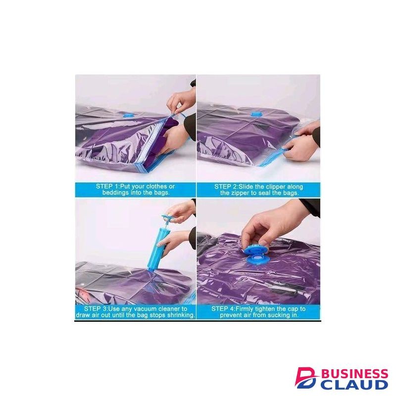 Plastic 6pcs Vacuum storage bags with suction pump