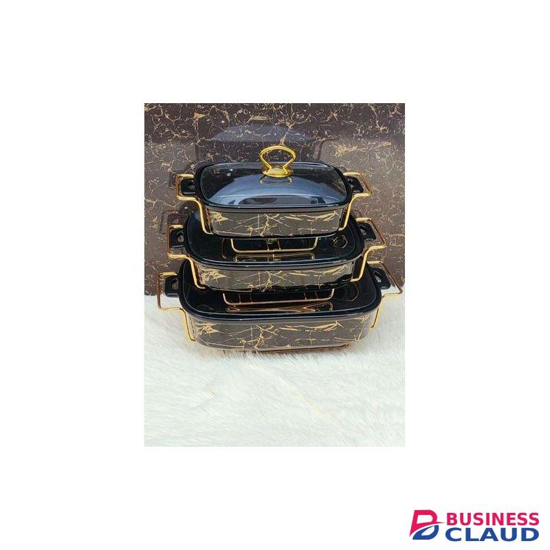Set Of 3 Ceramic Chafing Dish