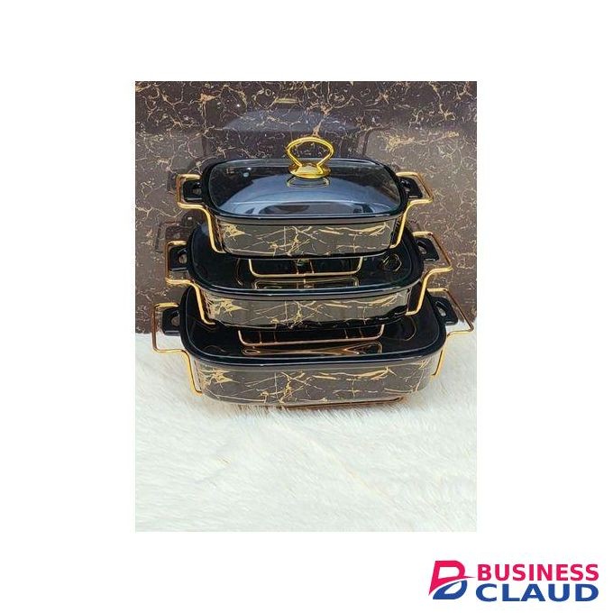 Set Of 3 Ceramic Chafing Dish