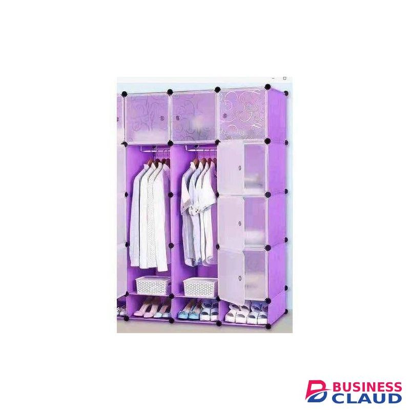 3 column Purple Plastic portable wardrobe