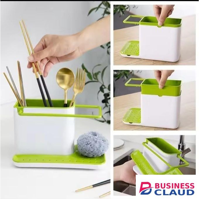 Sink Organizer Self Draining Sink Tidy Sink Organizer (For Dish Sponge Holder, Kitchen Brush And Scrubber) - GREEN