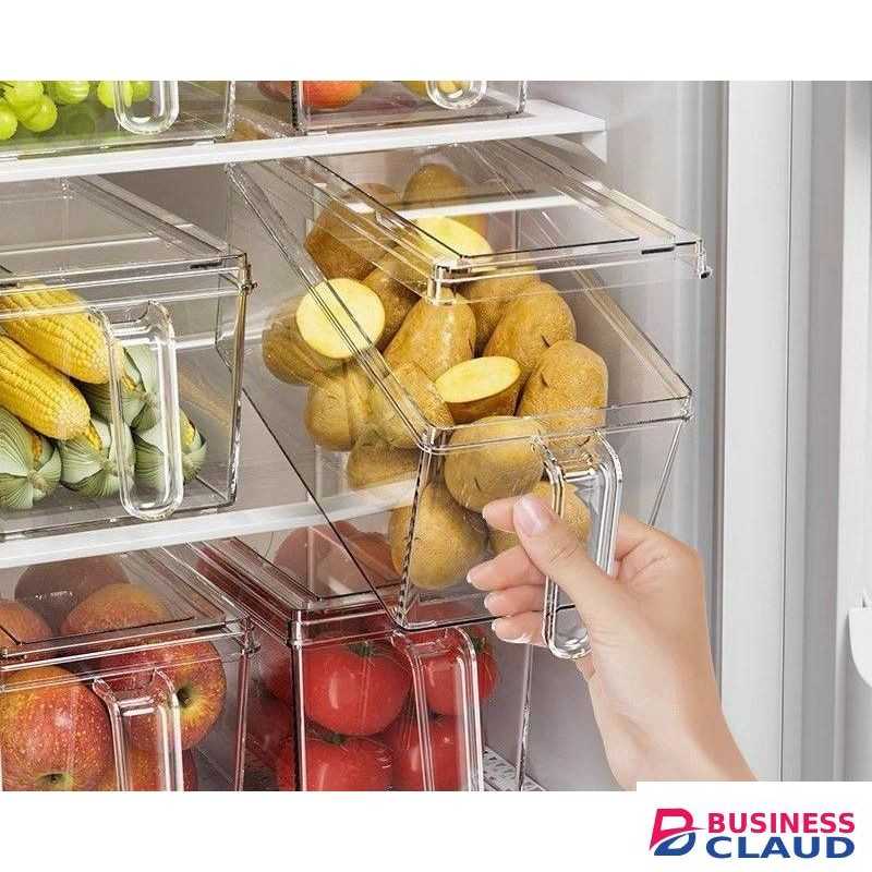 3L Fridge Storage Containers, Food Storage Box to Keep Fresh Vegetable, Fruit & Meat, Transparent Kitchen Storage Bins for Organizing