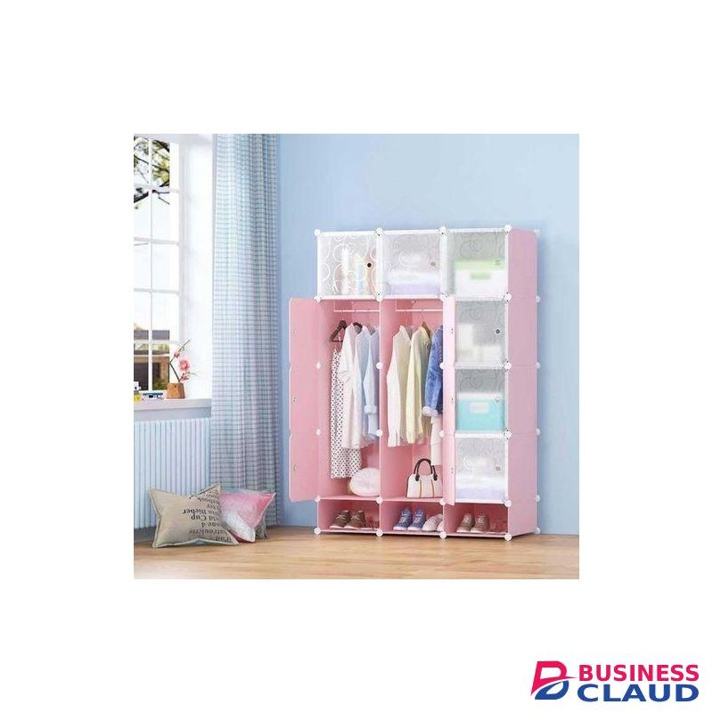 Nunix Plastic Portable 3 Column Wardrobe Organizer For Clothes, Shoes Pink 1202