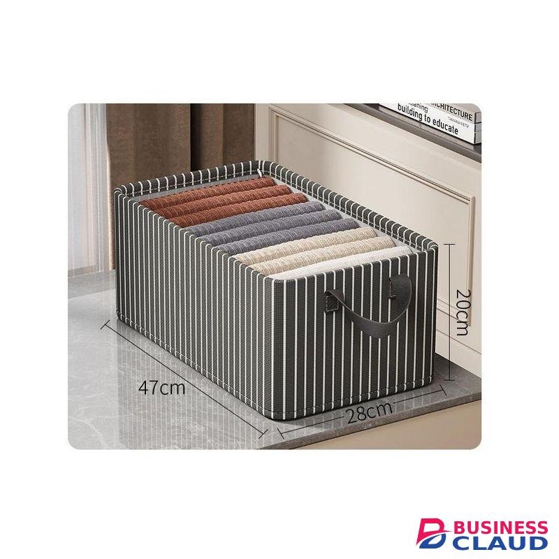 1/2/3/4 Pcs Stripped Foldable Clothes Storage Box Clothes Organizer Jeans Pants Sweaters Organizer Drawer Shelf Wardrobe Organizer - Stripped Black