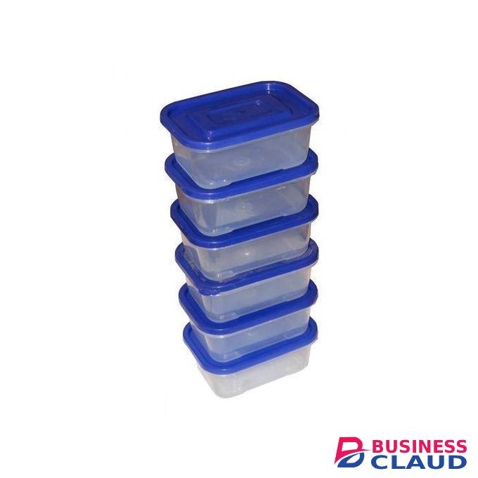 Set Of 6 Clear Plastic Food Storage Containers