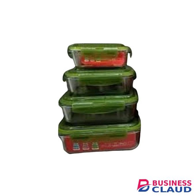 Signature 4PCS Borosilicate Glass Food Containers or Food Storage Set - Microwave Safe and Oven Safe