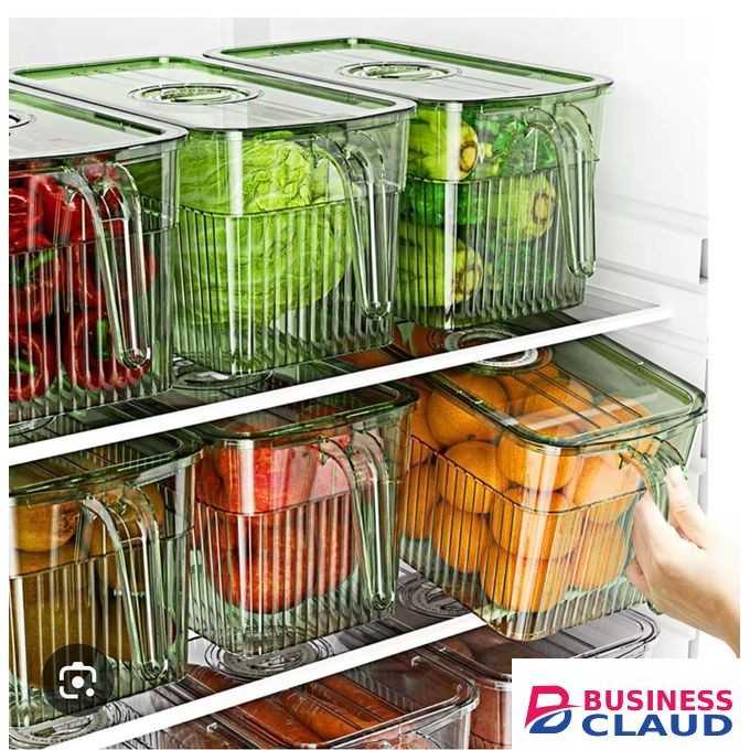 3L Fridge Storage Container – Eco-Friendly Acrylic Organizer with Handle & Draining Board