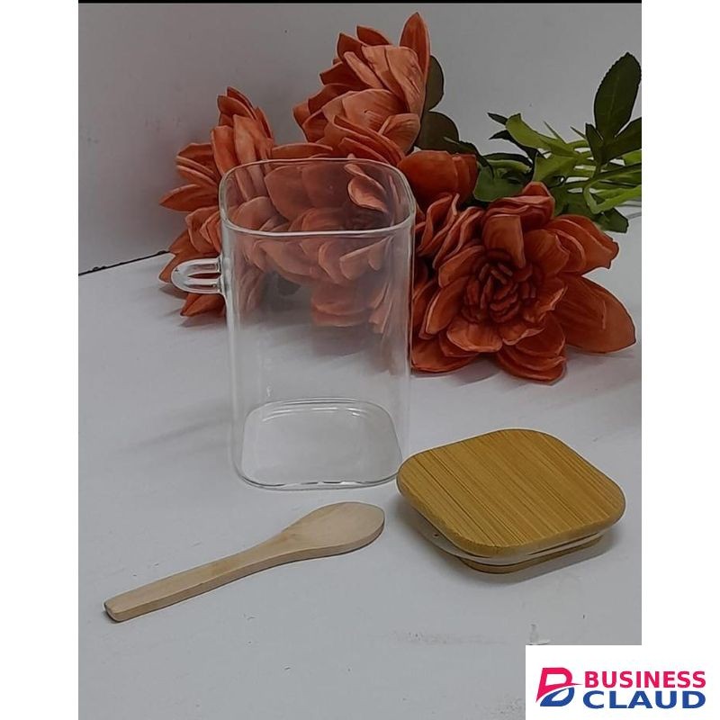 500ml Airtight Glass Food Storage Jars With Bamboo Lid And Spoon, Square/Round Clear Glass Pantry Canisters With Wooden Lid And Scoop, Kitchen Food Storage Containers Set With Bamboo Airtight Seal And Serving Spoon
