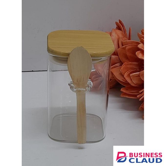 500ml Airtight Glass Food Storage Jars With Bamboo Lid And Spoon, Square/Round Clear Glass Pantry Canisters With Wooden Lid And Scoop, Kitchen Food Storage Containers Set With Bamboo Airtight Seal And Serving Spoon