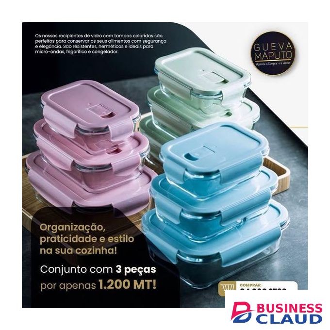 Set of 3 Borosilicate Glass Food Storage Containers