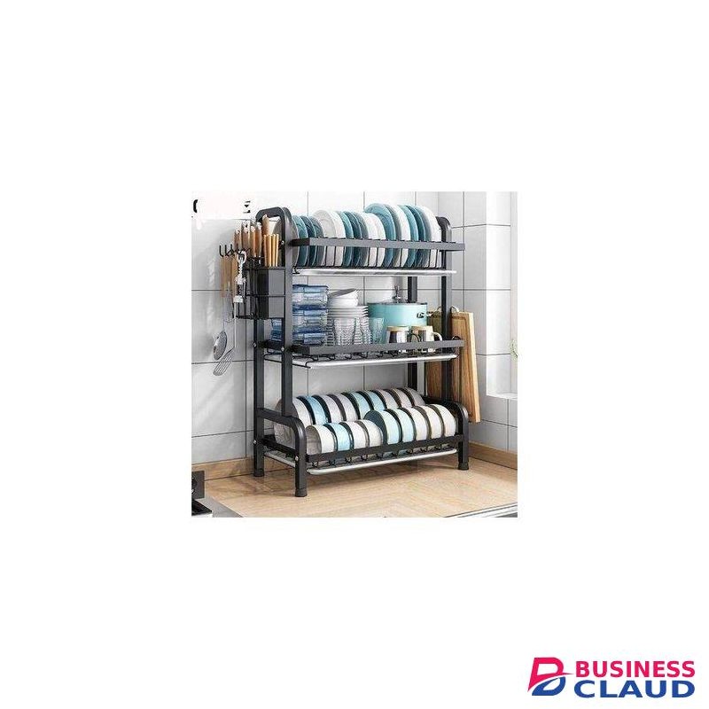 Share this product Modern Heavy Duty 3 Tier Dish Rack With Cutlery Holder