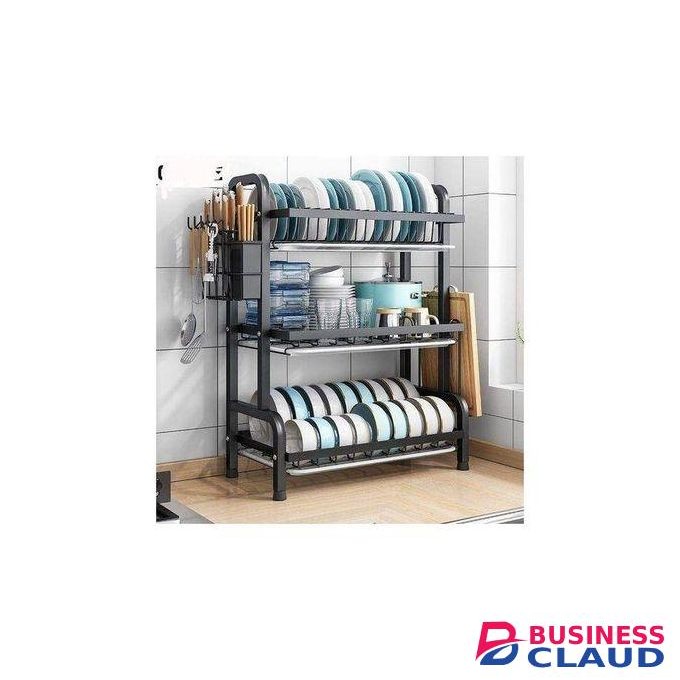 Share this product Modern Heavy Duty 3 Tier Dish Rack With Cutlery Holder