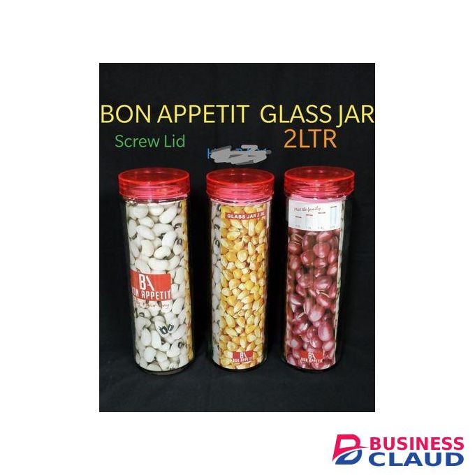 Bon Appetit Glass Pasta Jars 2L Spaghetti Jar With Lid Airtight Food Storage Containers for Kitchen Storage of Sweet potato Cookie Biscuit Pickling Coffee Beans