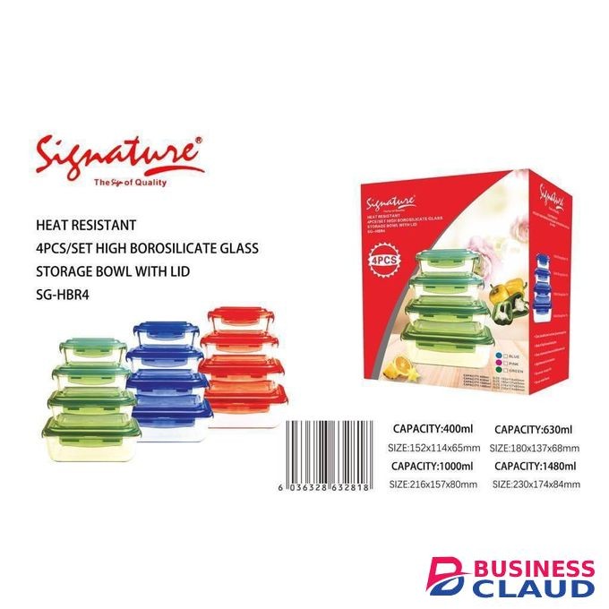 *Set of 4 Glass Storage Containers