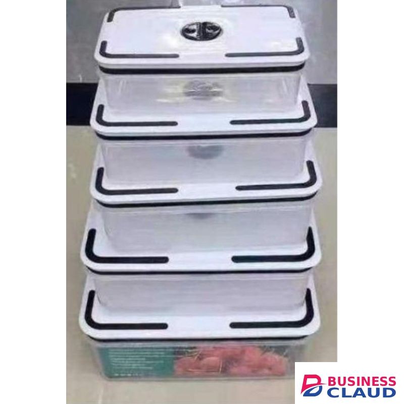 5pcs Plastic Fridge Food Storage Container Set With Lids Kitchen Storage Organizer